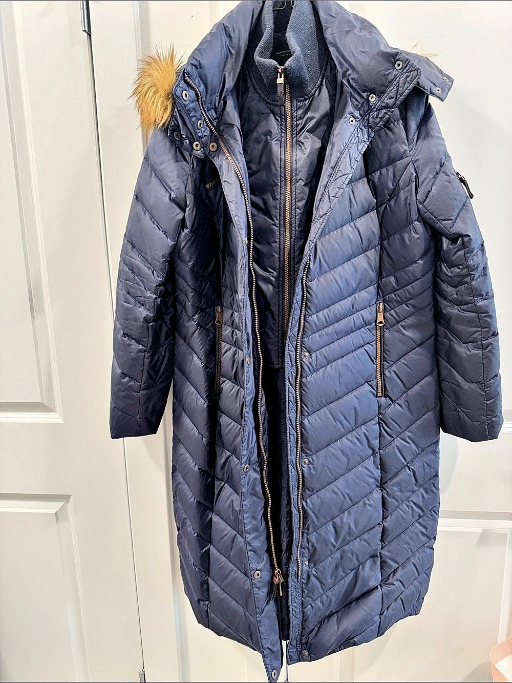 Marc New York Women's Quilted Puffer Coat in Blue Size Large